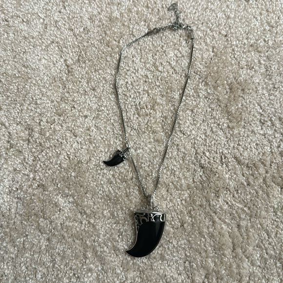 CHRISTIAN DIOR By GALLIANO Enamel Crystal Double Claw Necklace. Black - Picture 1 of 6